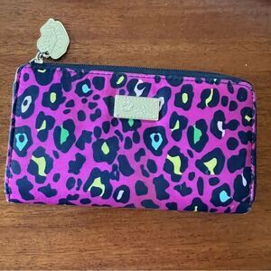 NWOT Betsey Johnson Leopard Print Wallet With Gold Tone Hardware Pink Black Blue